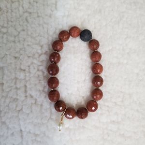 Goldstone and Pearl Aromatherapy Bracelet